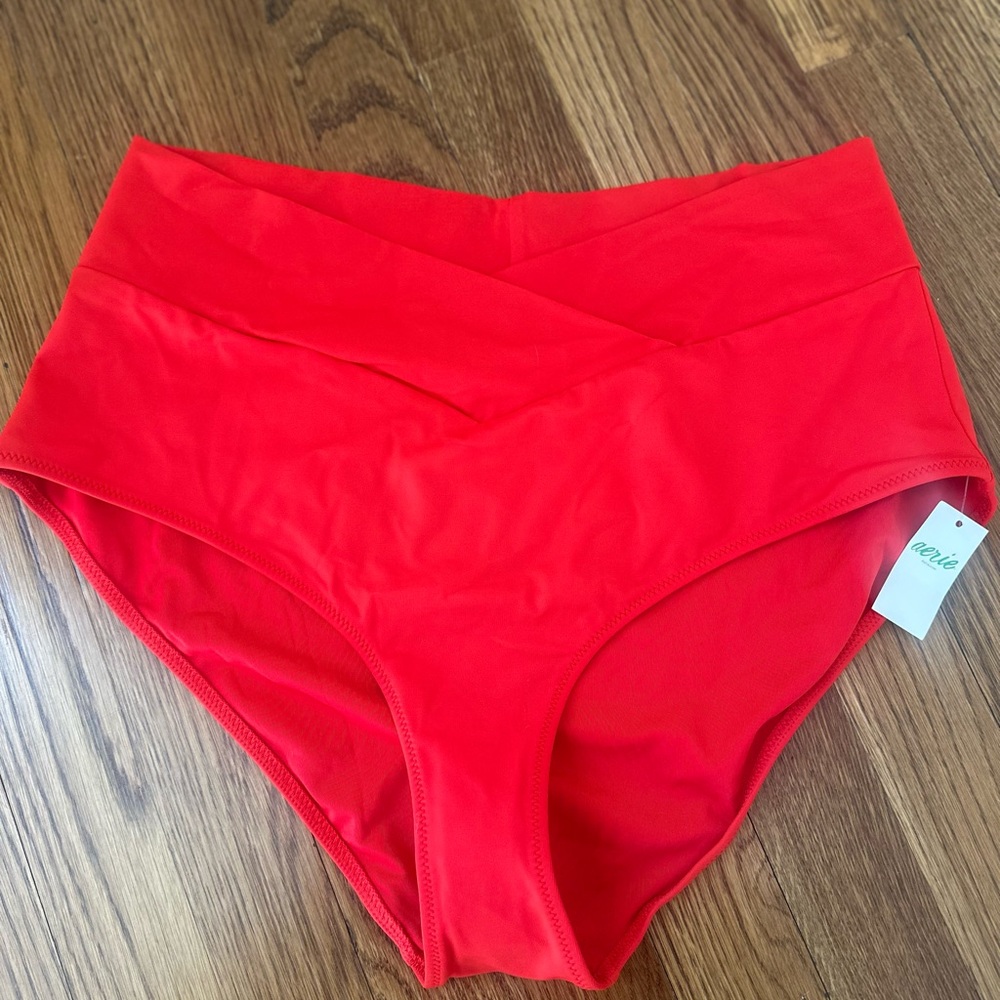 Red High-Waisted Bikini Bottoms